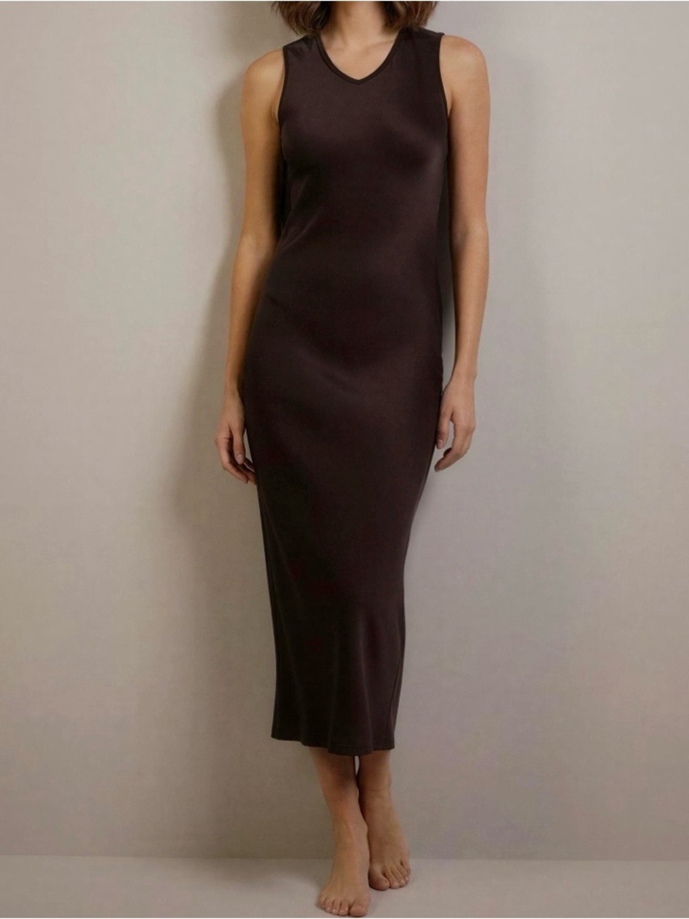 JAKI LONDON Sabrina Sleeveless Satin Dress, Espresso Brown, XL - Picture 3 of 9